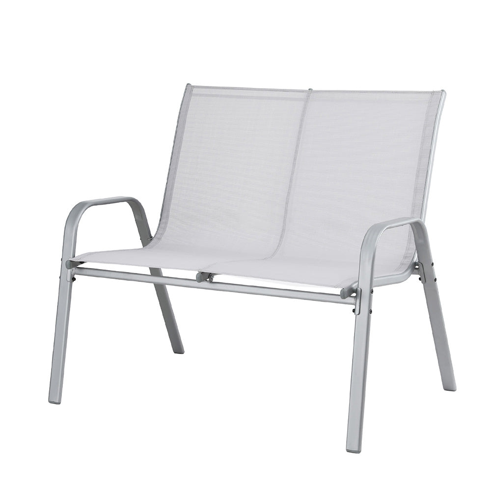 Garden Bench Seat | Steel Outdoor Patio Park Lounge | Grey Finish