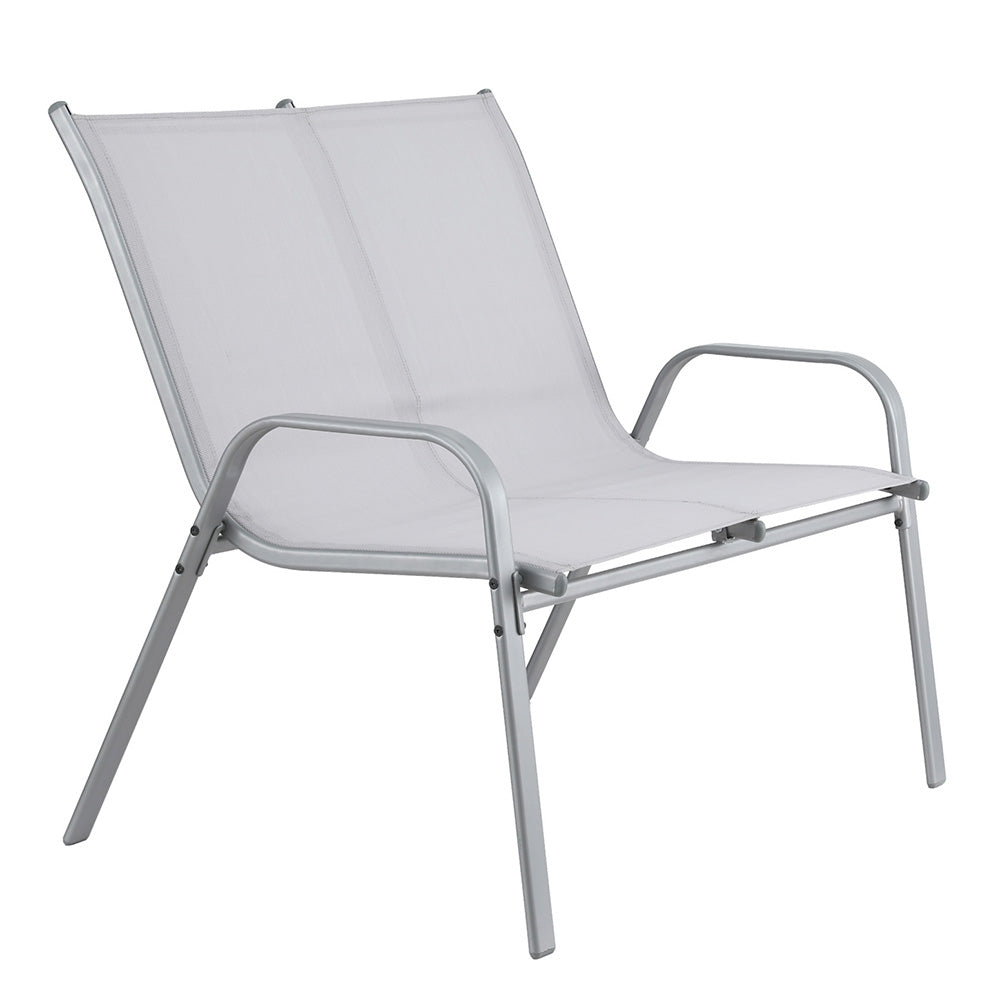 Garden Bench Seat | Steel Outdoor Patio Park Lounge | Grey Finish