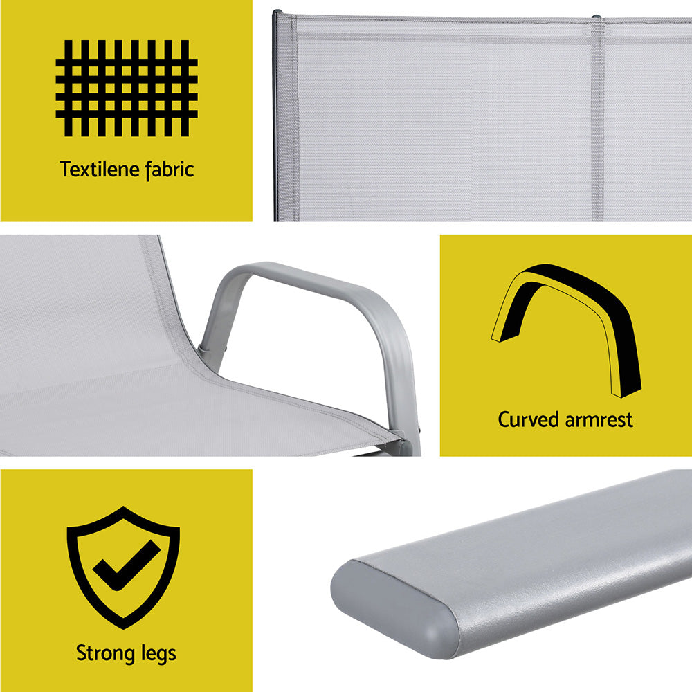 Garden Bench Seat | Steel Outdoor Patio Park Lounge | Grey Finish