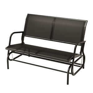 Outdoor Garden Bench Seat | Swing Glider Rocking | 2 Seater | Patio Furniture | Black