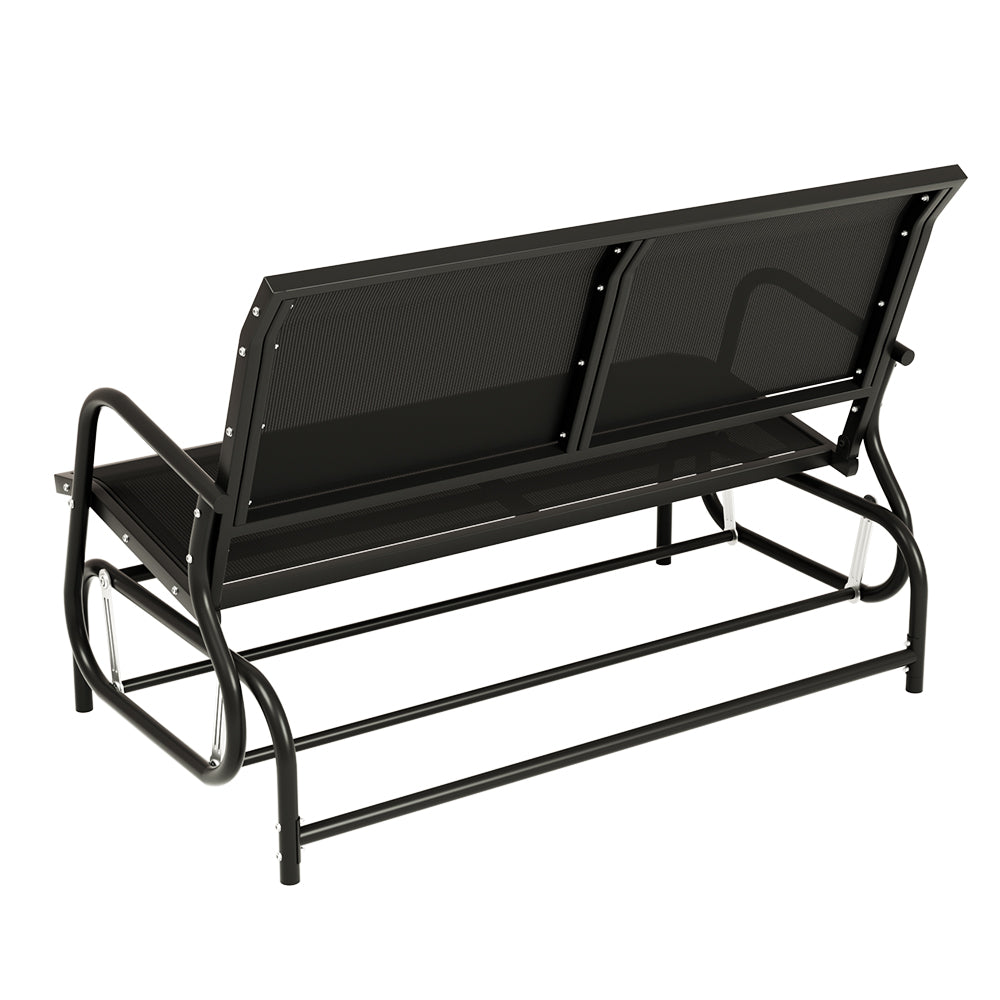 Outdoor Garden Bench Seat | Swing Glider Rocking | 2 Seater | Patio Furniture | Black