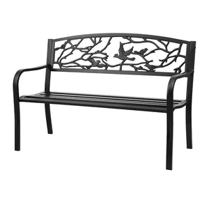 Gardeon Outdoor Bench | 3 Seater | Garden Steel Furniture | Black