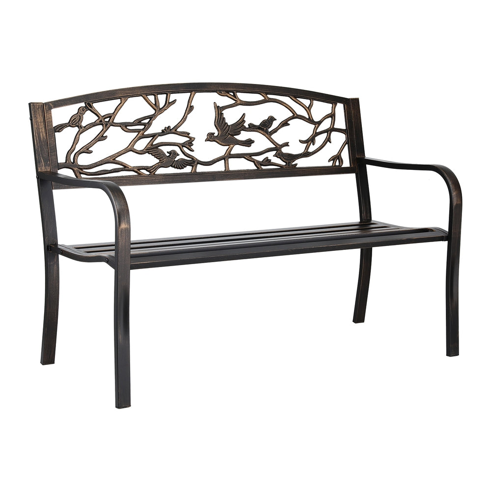 Outdoor Bench Seat | 3 Seater | Steel | Park Style | Bronze
