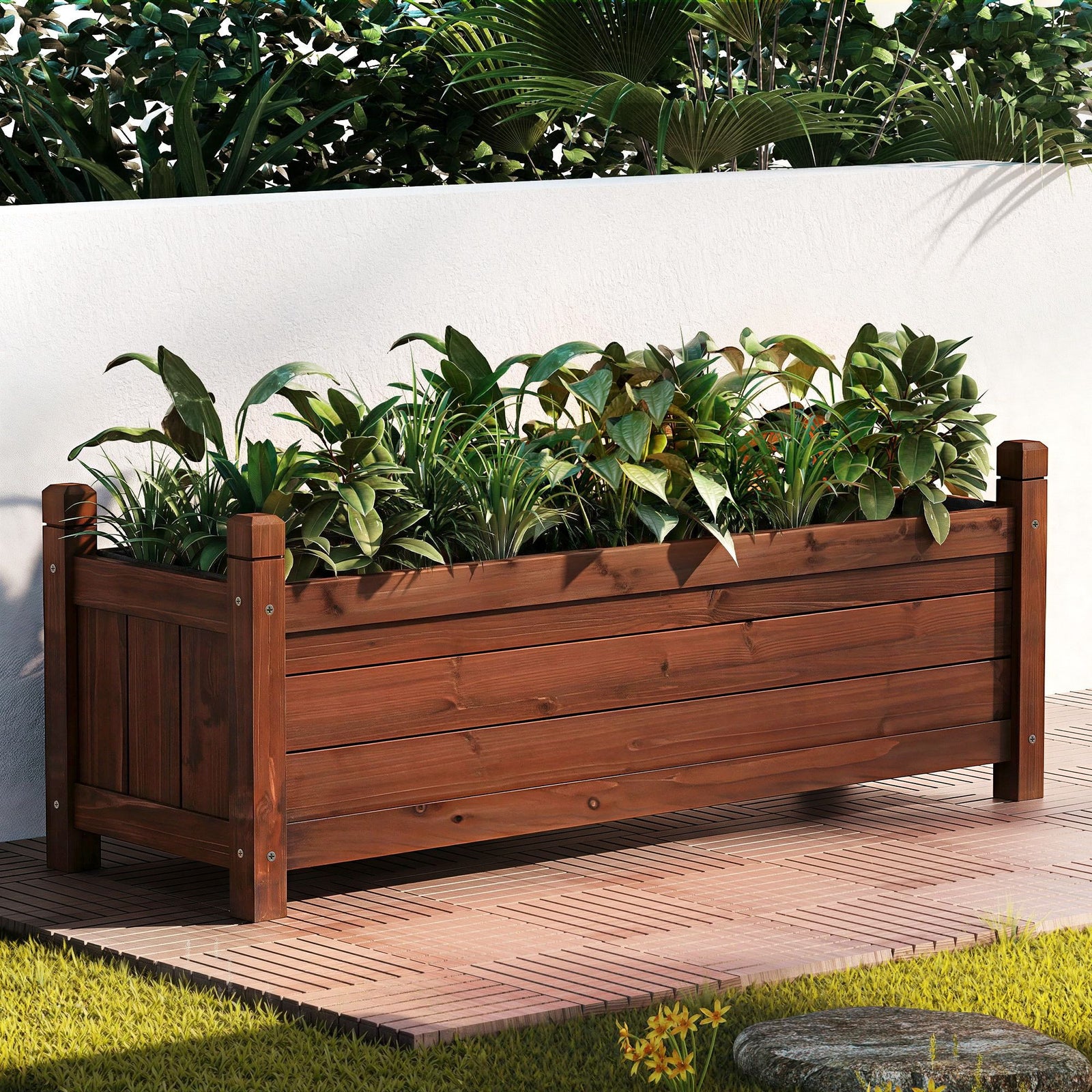 Wooden Raised Garden Bed | Planter Box | 90 x 30 x 33cm | Brown