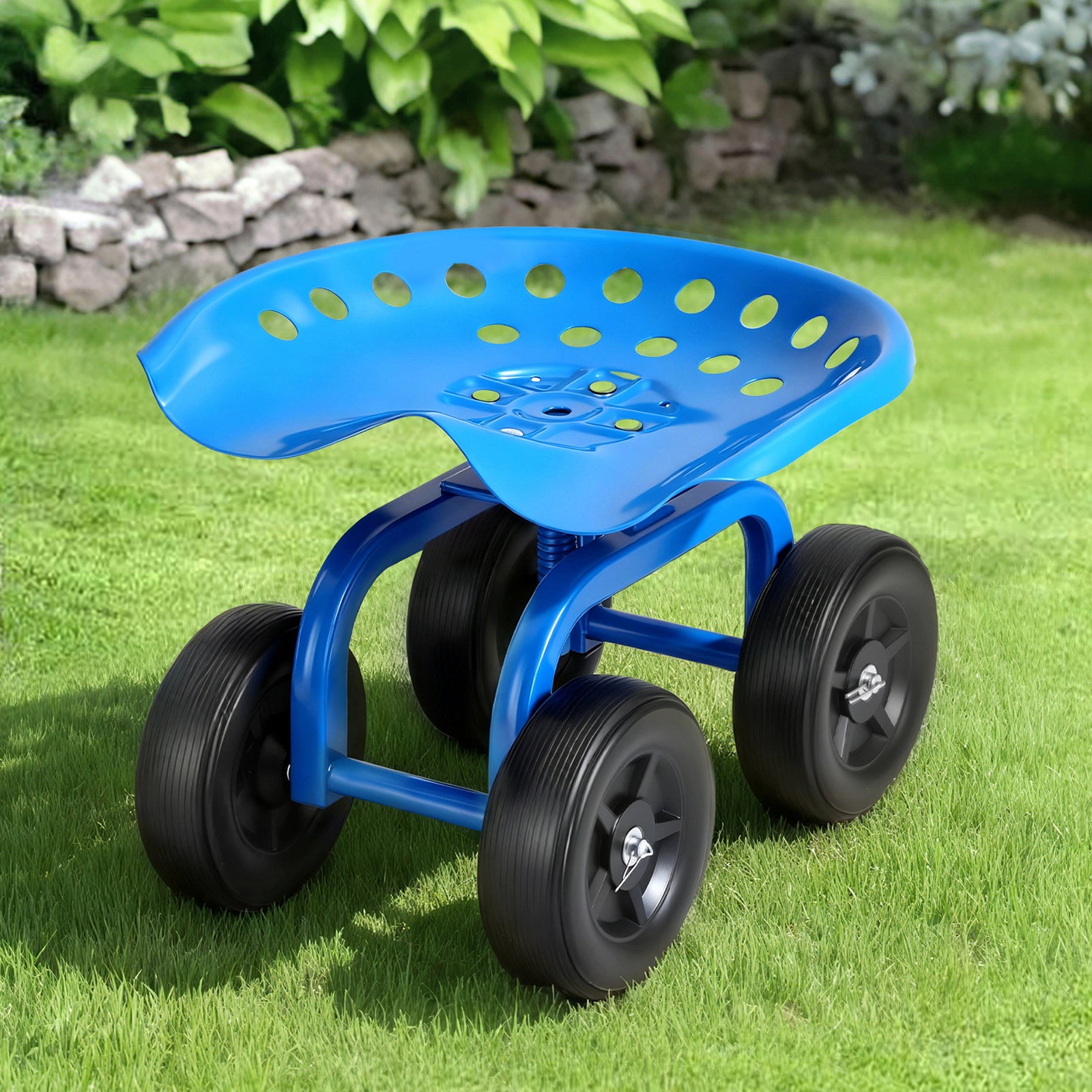 Swivel Garden Scooter Seat | Rolling Cart | Adjustable Height | 150kg Capacity (Version 2)