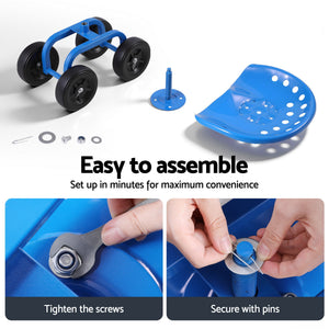 Swivel Garden Scooter Seat | Rolling Cart | Adjustable Height | 150kg Capacity (Version 2)