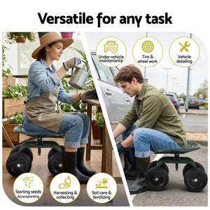 Garden Seat | 360° Swivel | Rolling Adjustable Height | Heavy Duty 150kg (Version 1)