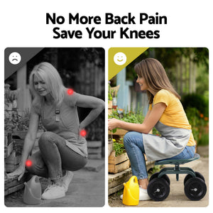Garden Seat | 360° Swivel | Rolling Adjustable Height | Heavy Duty 150kg (Version 1)