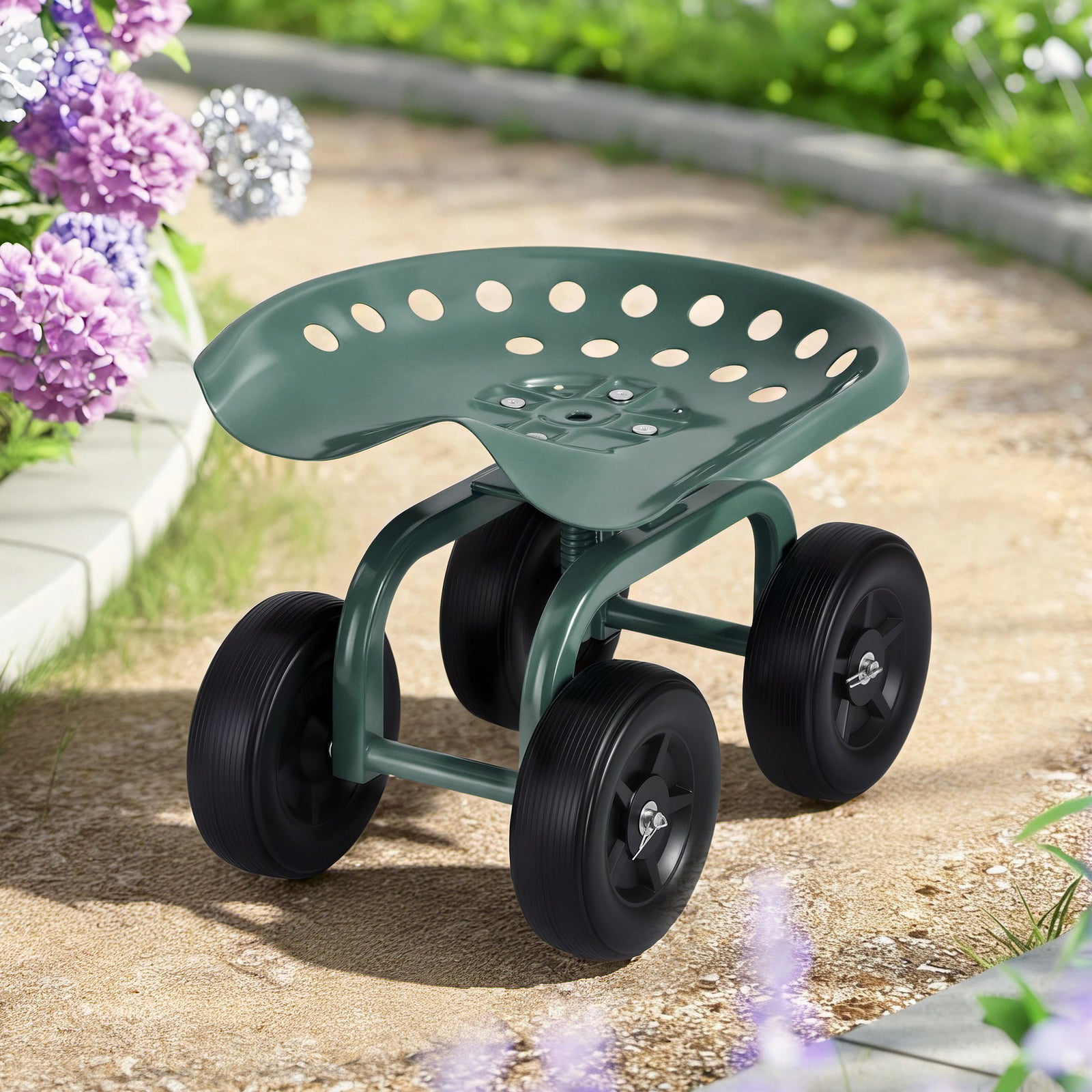 Garden Seat | 360° Swivel | Rolling Adjustable Height | Heavy Duty 150kg (Version 1)