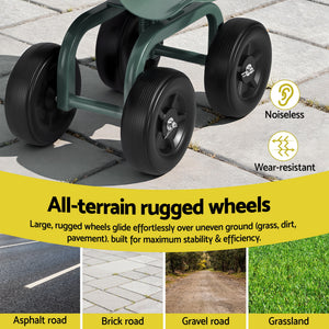 Garden Seat | 360° Swivel | Rolling Adjustable Height | Heavy Duty 150kg (Version 1)