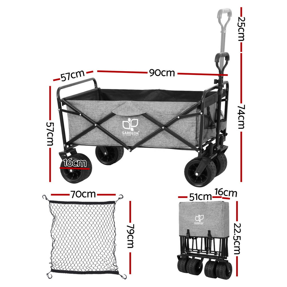 Garden Cart | With Cargo Net | Grey