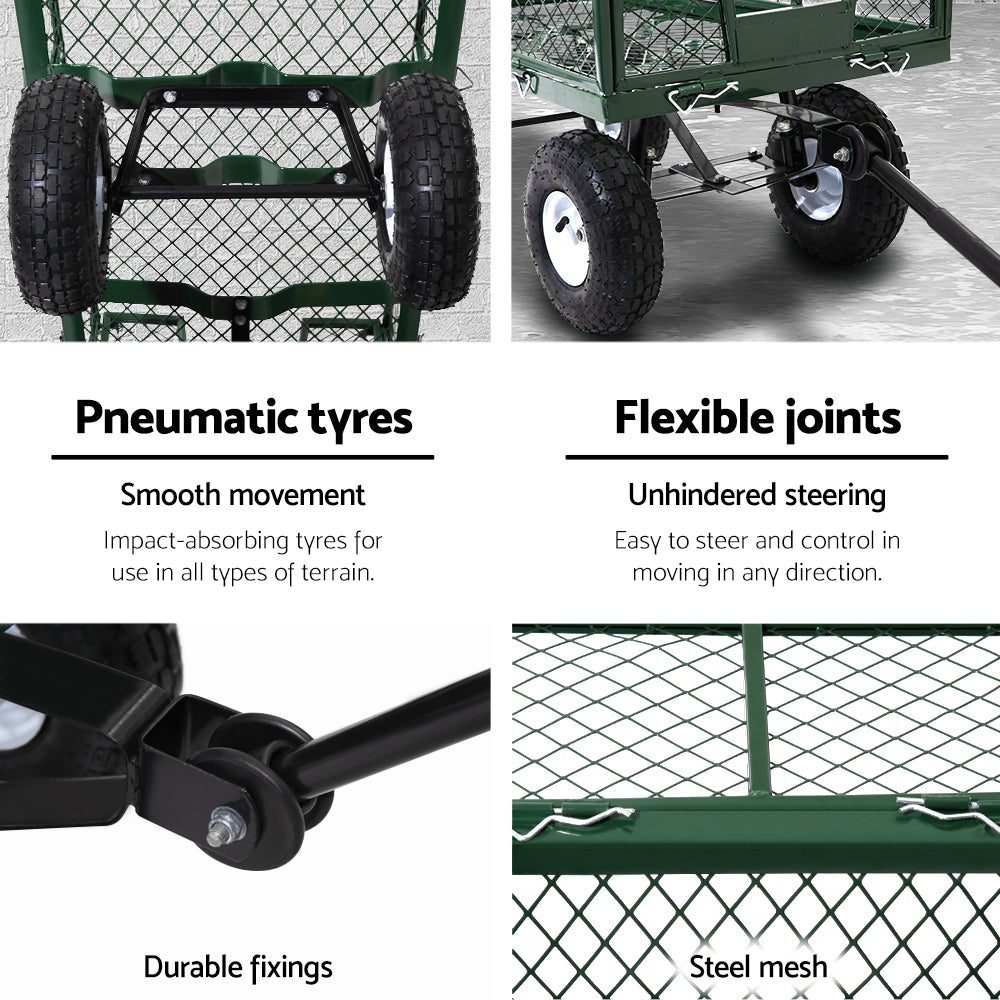 Mesh Garden Steel Cart | Green