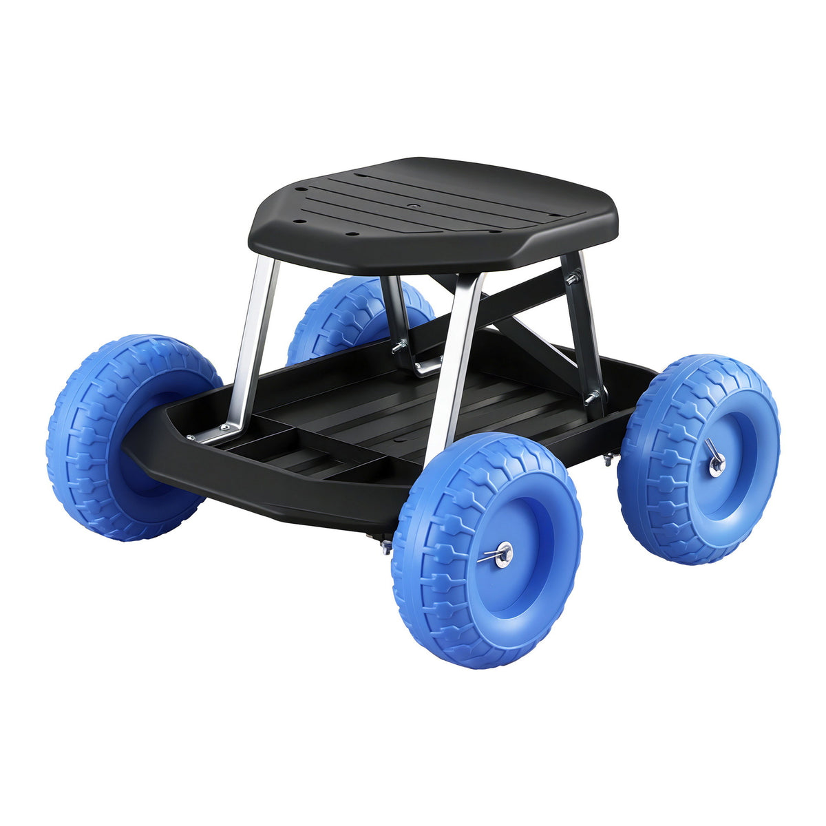 Rolling Garden Seat | 200kg Capacity | Tool Tray Storage | Blue/Black