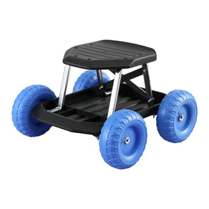 Rolling Garden Seat | 200kg Capacity | Tool Tray Storage | Blue/Black