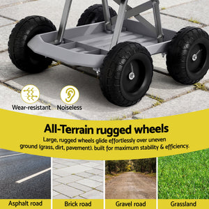 Garden Work Stool on Wheels | 200kg Capacity | Tool Tray | Grey/Black