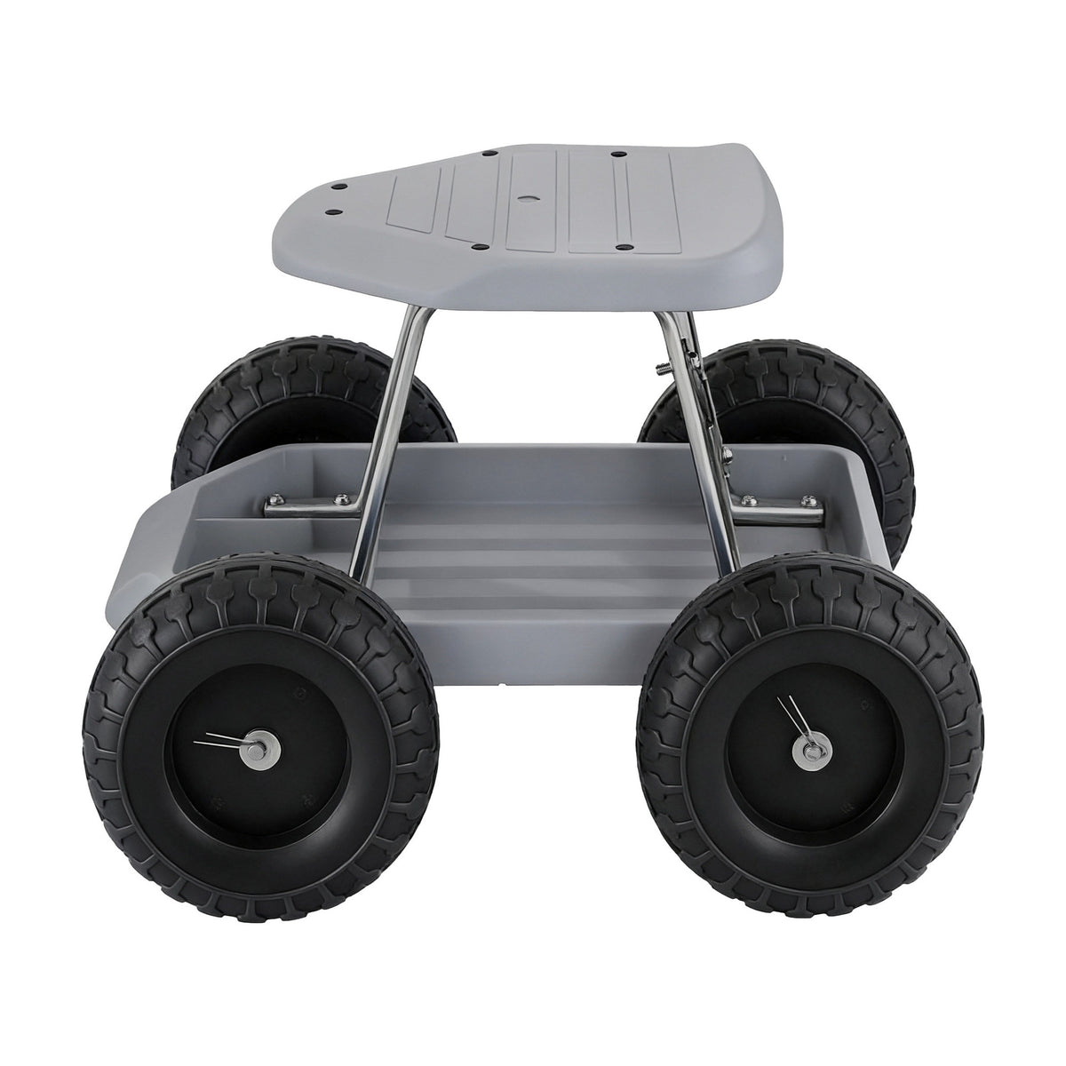 Garden Work Stool on Wheels | 200kg Capacity | Tool Tray | Grey/Black