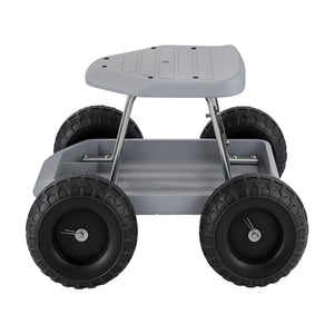 Garden Work Stool on Wheels | 200kg Capacity | Tool Tray | Grey/Black