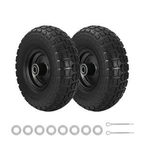 Solid Rubber Tyre & Wheel Set 2pc | 4.10/3.50-4 | 26cm | Flat Free | 5/8" Bore | Double Sealed Bearings (Set 2)