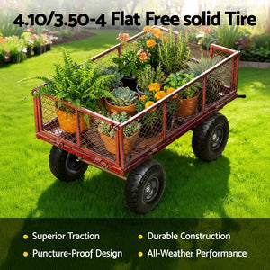 Solid Rubber Tyre & Wheel Set 2pc | 4.10/3.50-4 | 26cm | Flat Free | 5/8" Bore | Double Sealed Bearings (Set 2)