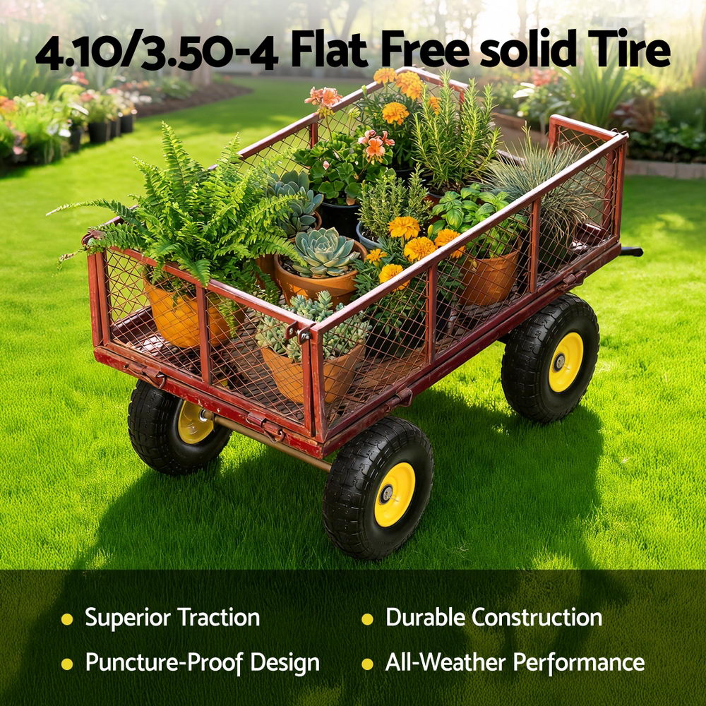 Flat-Free Wheelbarrow Tyres Set 2pc | 4.10/3.50-4 | 26cm Solid Rubber | 5/8" Axle Bore | Sealed Bearings (Set 1)