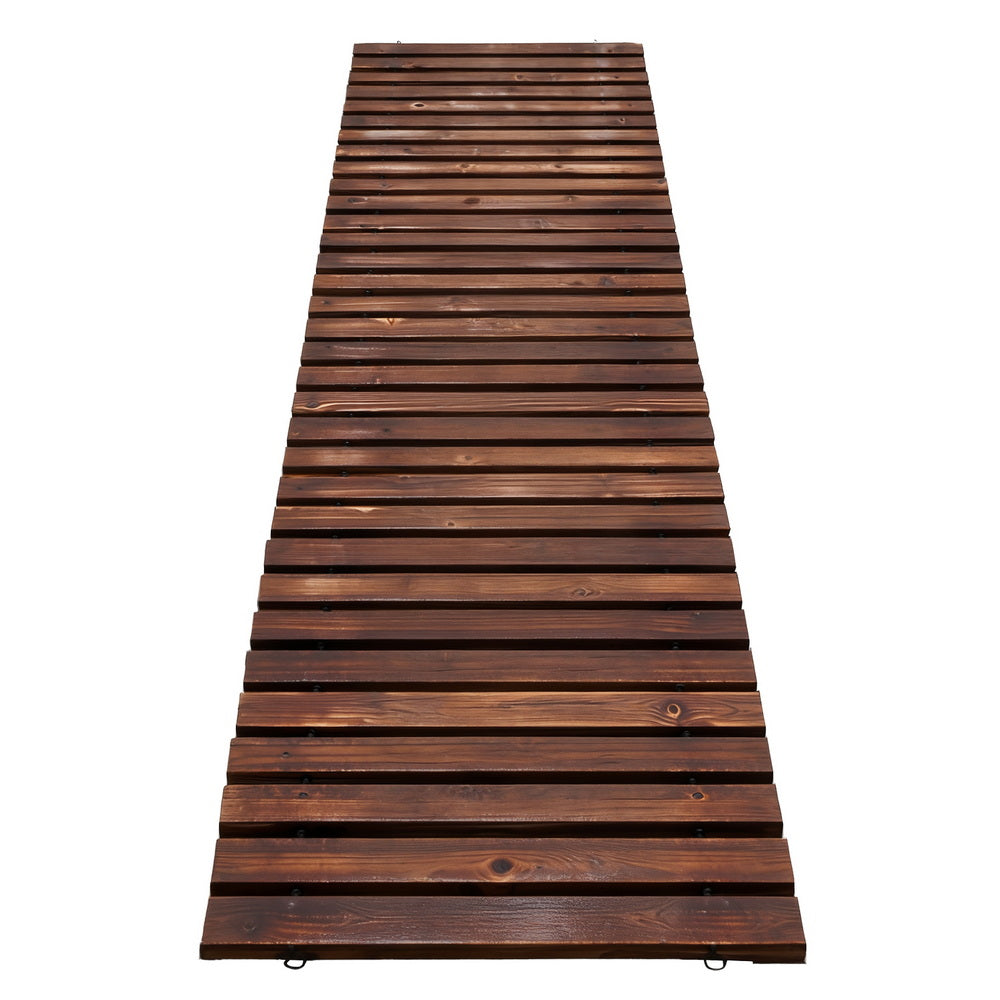 Wooden Garden Path | 8ft Roll-Out Walkway | Straight | Charcoal Brown