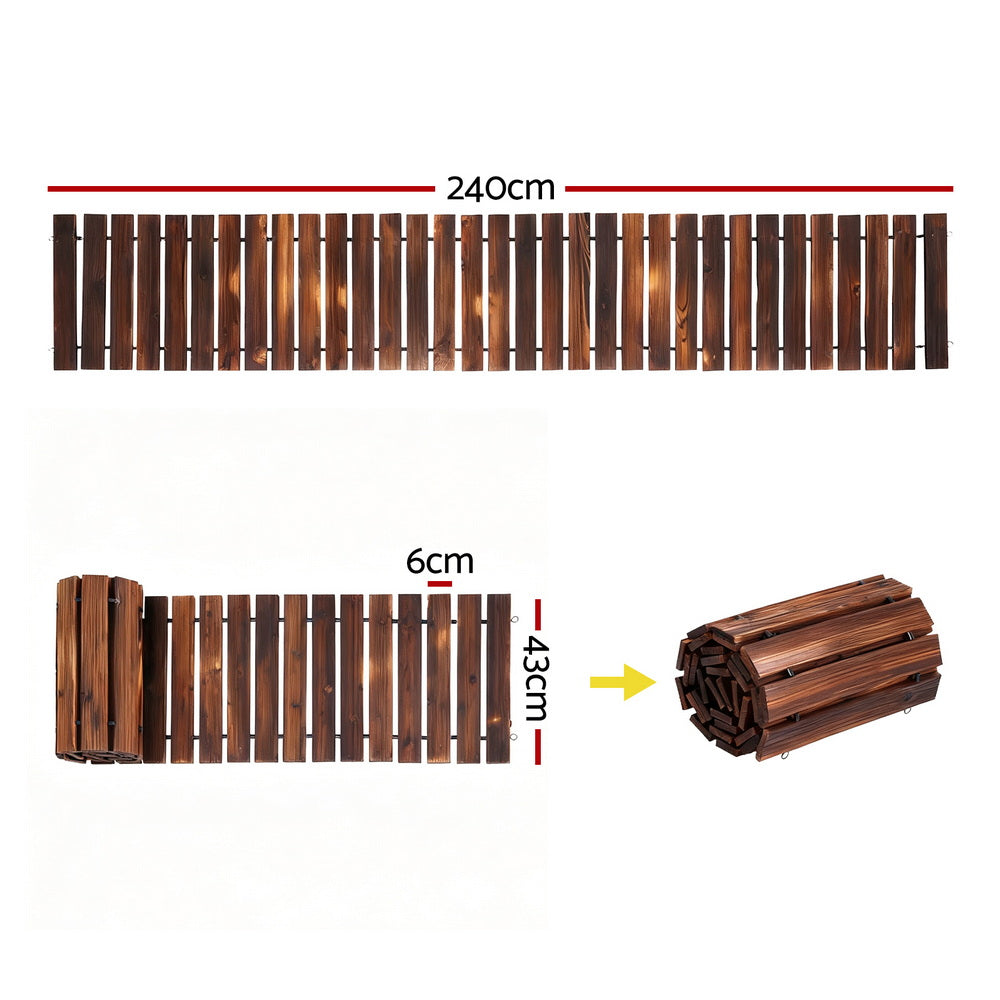 Wooden Garden Path | 8ft Roll-Out Walkway | Straight | Charcoal Brown