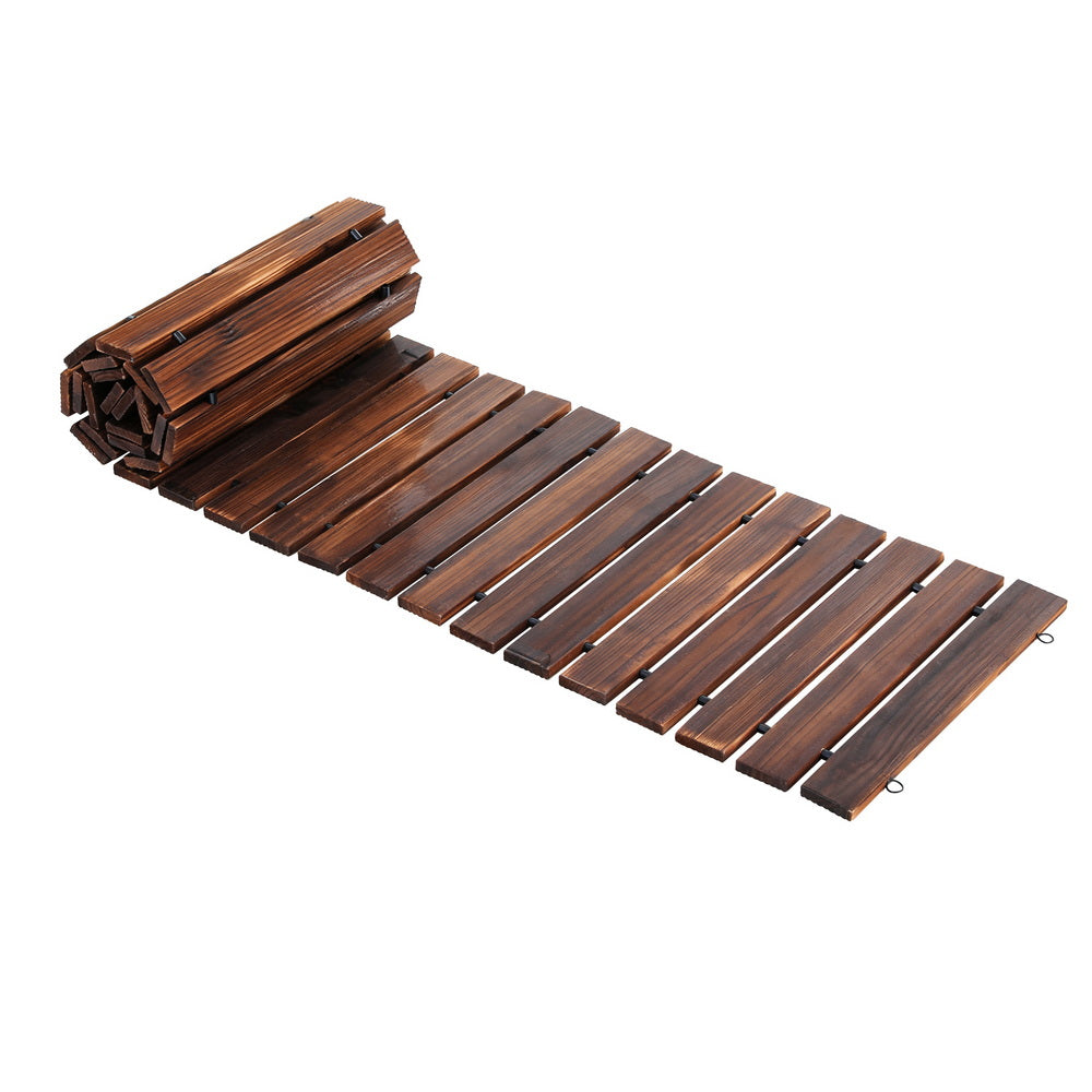 Wooden Garden Path | 8ft Roll-Out Walkway | Straight | Charcoal Brown