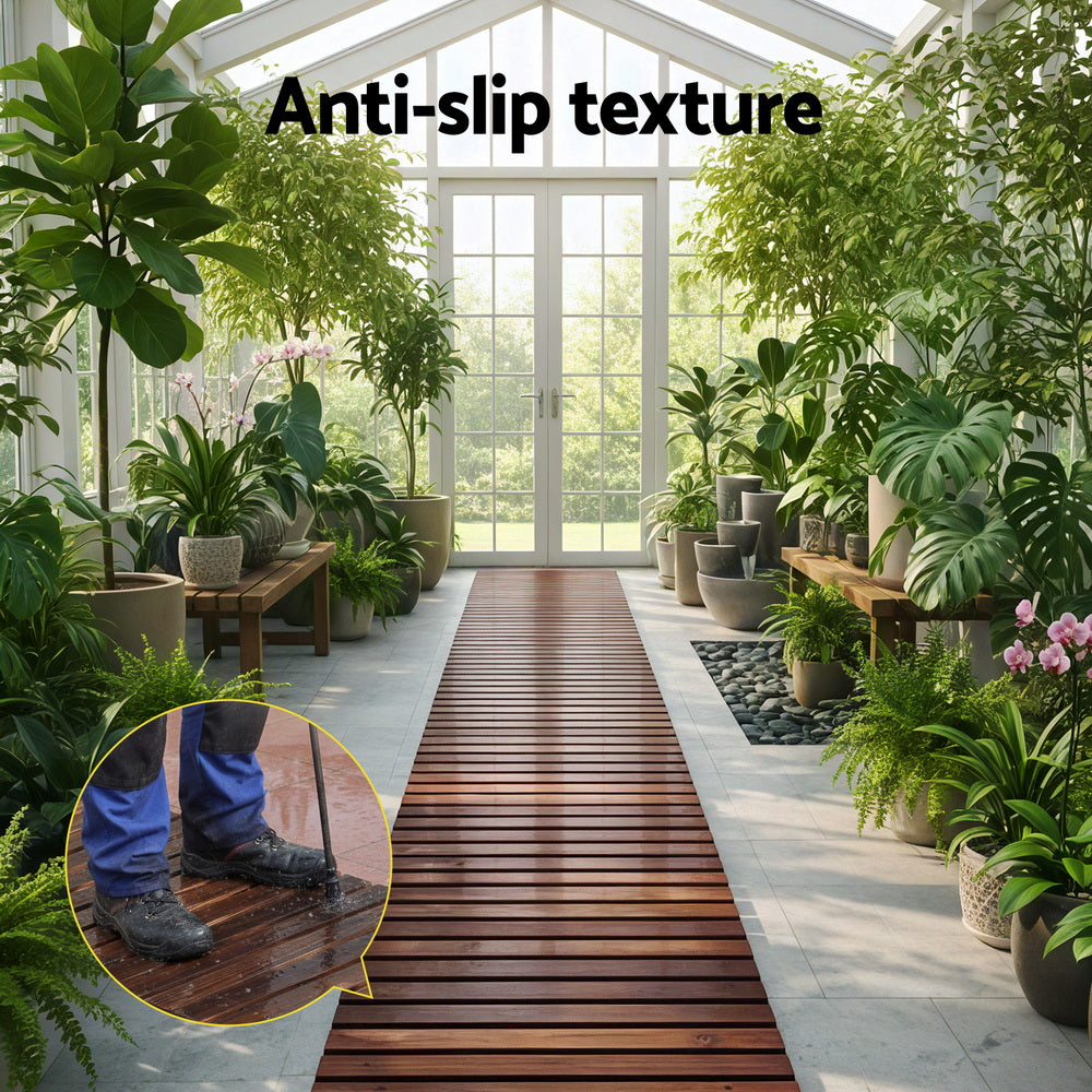 Wooden Garden Path | 8ft Roll-Out Walkway | Straight | Charcoal Brown
