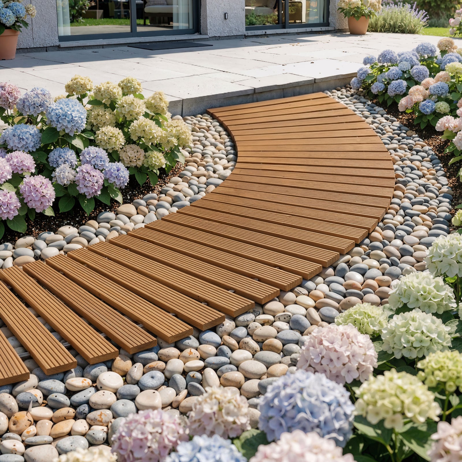 Wooden Garden Pathway | 8ft Roll-Out Curved Walkway | Brown
