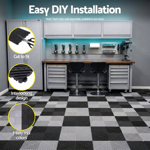 Giantz 20PCS Garage Floor Tiles Interlocking Drainage Non-Slip Tiles Heavy Duty for Workshop Black