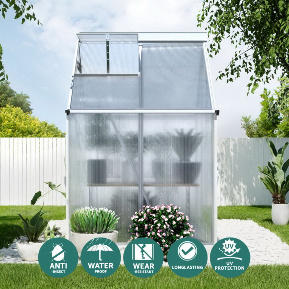 Green Fingers Greenhouse Aluminium Polycarbonate Premium Garden Storage Shed | 3.1Mx1.9Mx2.0M
