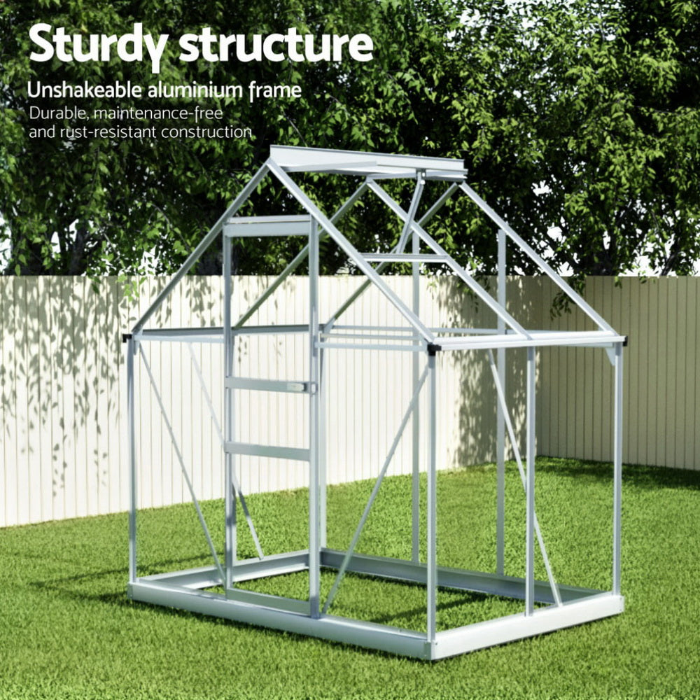 Green Fingers Greenhouse Aluminium Polycarbonate Premium Garden Storage Shed | 3.1Mx1.9Mx2.0M