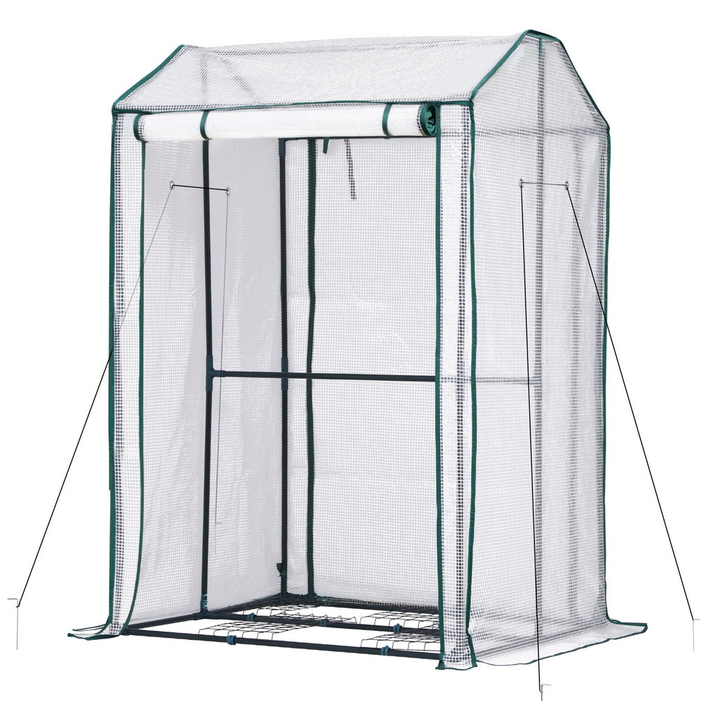 Green Fingers Mini Greenhouse | PE Cover | Green House | Roll-Up Zippered Door | 1.0x0.8x1.5m