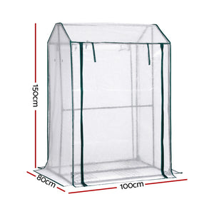 Green Fingers Mini Greenhouse | PE Cover | Green House | Roll-Up Zippered Door | 1.0x0.8x1.5m