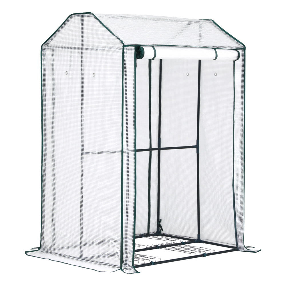 Green Fingers Mini Greenhouse | PE Cover | Green House | Roll-Up Zippered Door | 1.0x0.8x1.5m