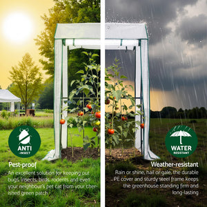 Green Fingers Mini Greenhouse | PE Cover | Green House | Roll-Up Zippered Door | 1.0x0.8x1.5m