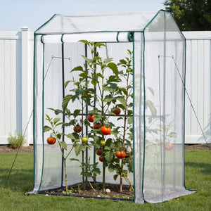 Green Fingers Mini Greenhouse | PE Cover | Green House | Roll-Up Zippered Door | 1.0x0.8x1.5m