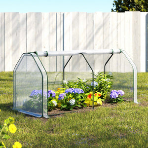 Green Fingers | Mini Greenhouse | PE Cover | Green House | Roll-Up Zippered Door | 1.2x0.5x0.6m