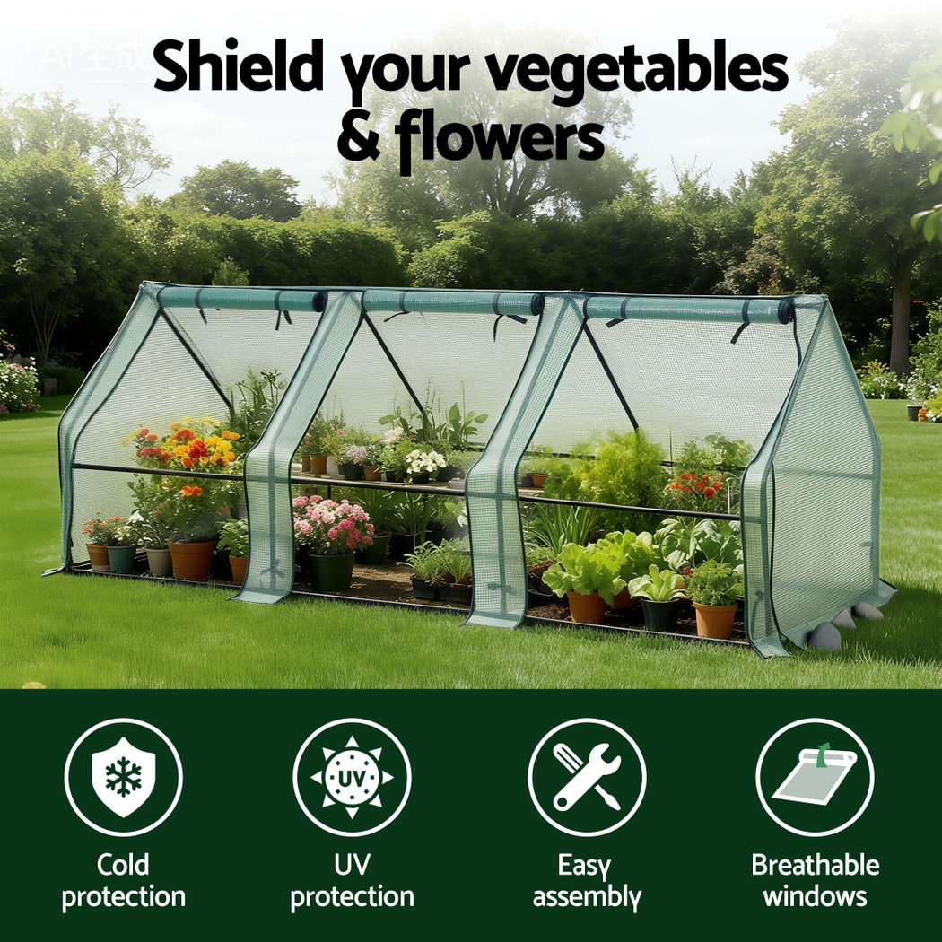 Mini Greenhouse | 240x90x90cm | Steel Frame | PE Cover | Outdoor Shelter