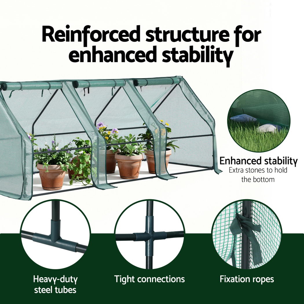 Mini Greenhouse | 240x90x90cm | Steel Frame | PE Cover | Outdoor Shelter