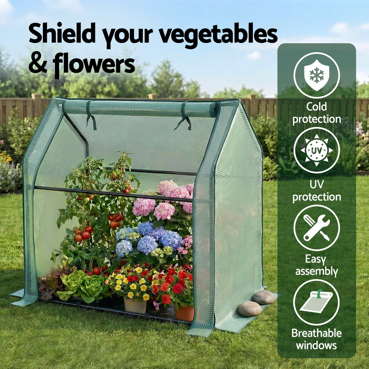 Mini Greenhouse 91x46x84cm | Steel Frame | PE Cover | Outdoor Garden Shelter
