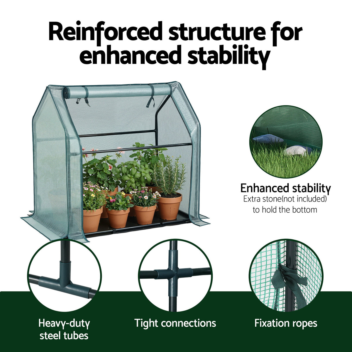 Mini Greenhouse 91x46x84cm | Steel Frame | PE Cover | Outdoor Garden Shelter