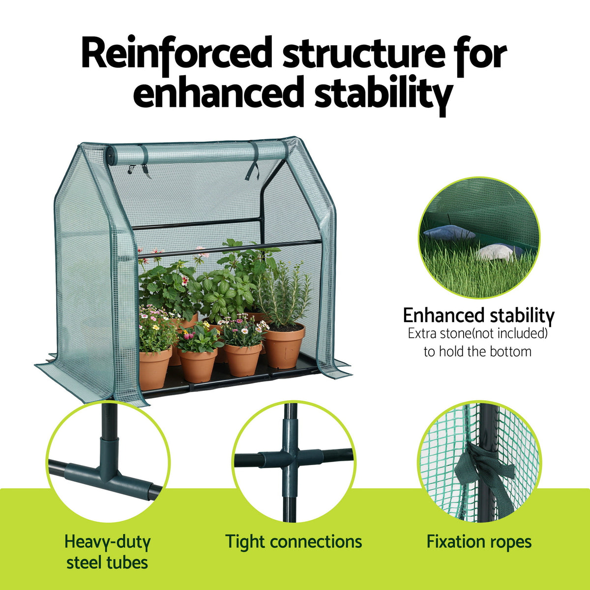 Mini Greenhouse 91x46x84cm | Steel Frame | PE Cover | Outdoor Garden Shelter