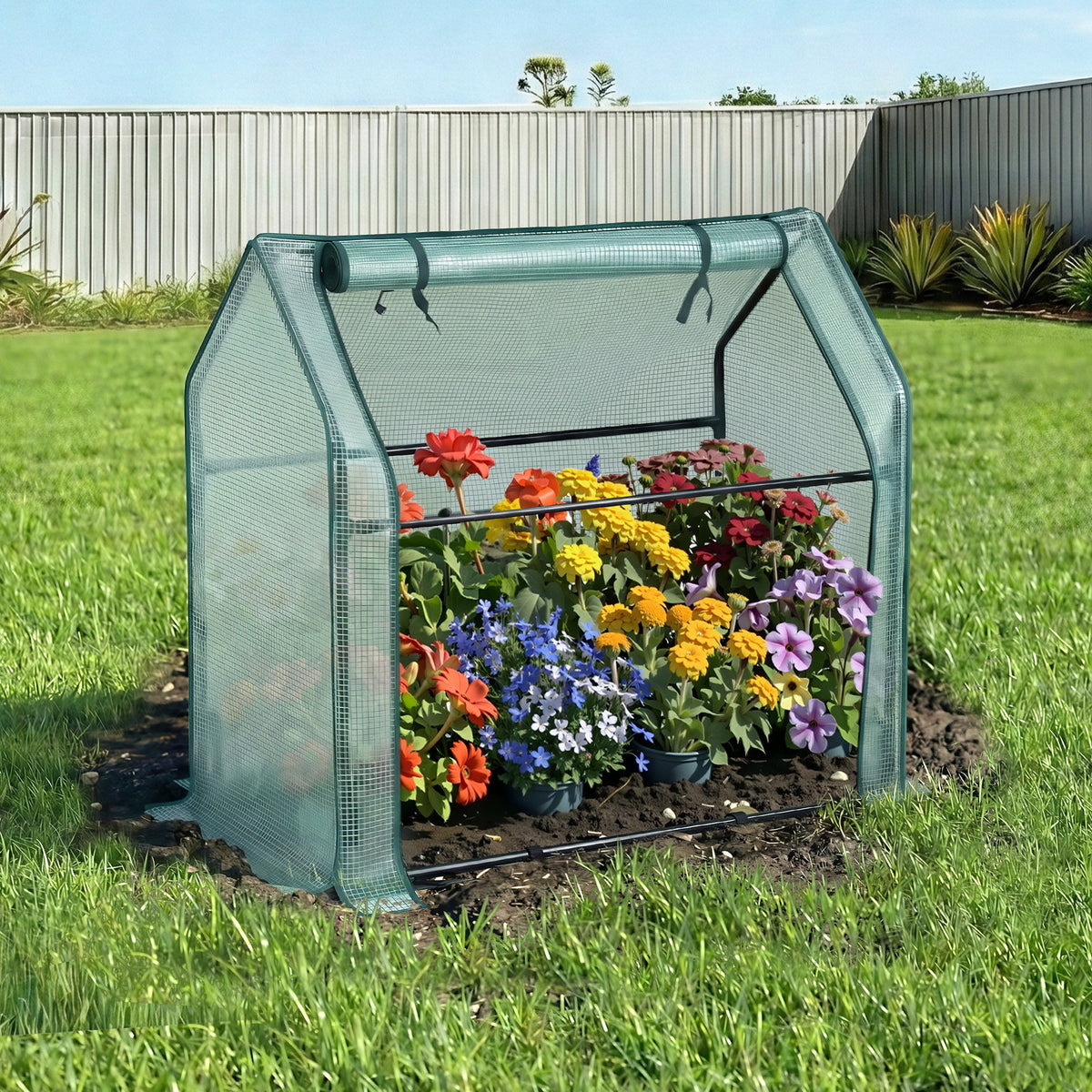 Mini Greenhouse 91x46x84cm | Steel Frame | PE Cover | Outdoor Garden Shelter