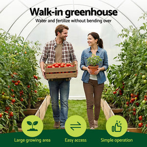 Walk-In Greenhouse 3x2x2m | Outdoor Garden | Steel Frame | White Cover