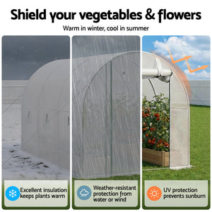 Walk-In Greenhouse 3x2x2m | Outdoor Garden | Steel Frame | White Cover