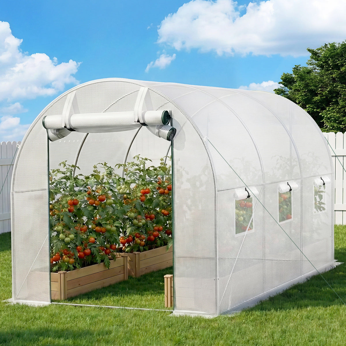 Walk-In Greenhouse 3x2x2m | Outdoor Garden | Steel Frame | White Cover