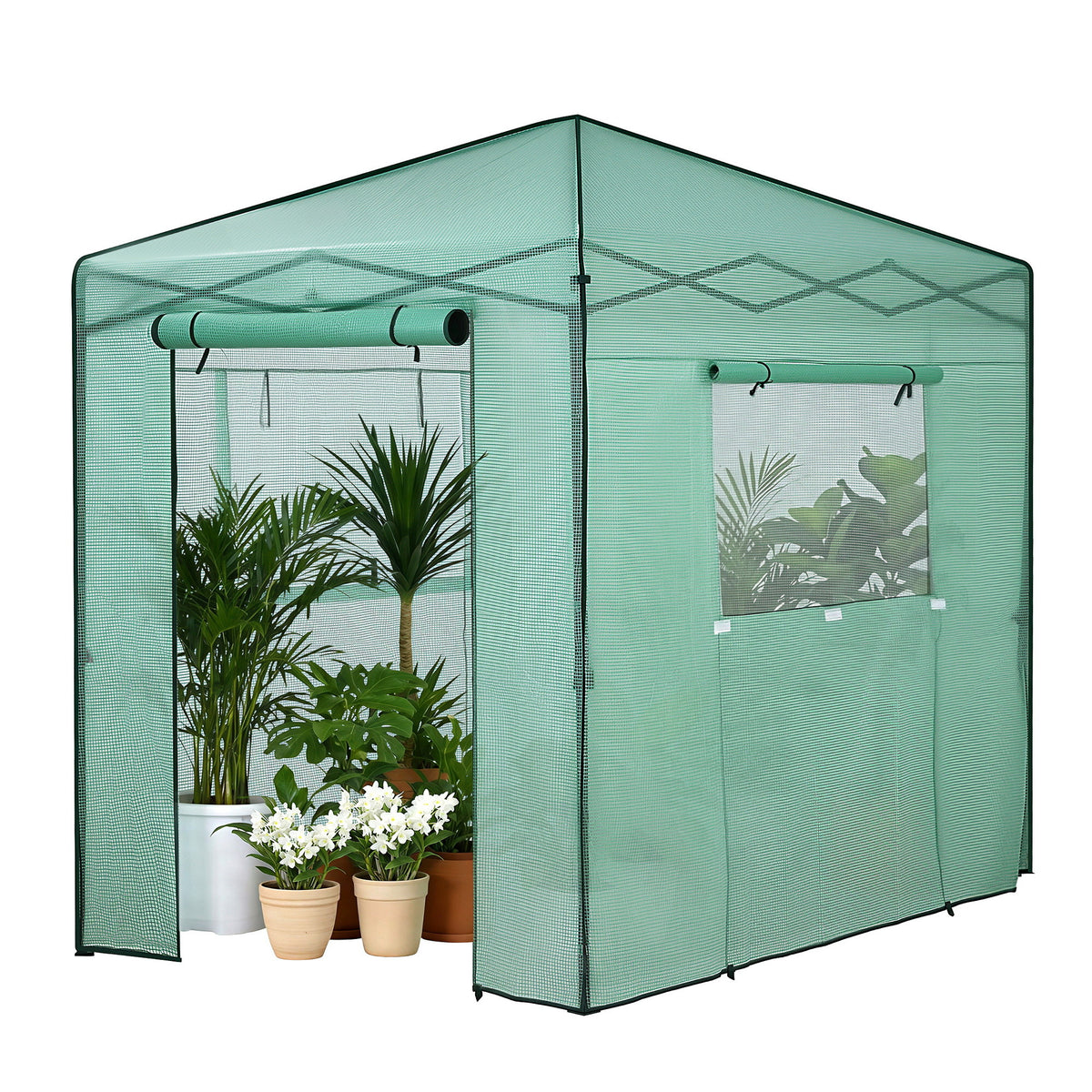 Walk-In Greenhouse 180x240x240cm | Steel Frame | PE Cover | Outdoor Shelter