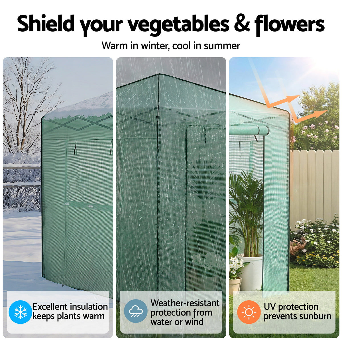 Walk-In Greenhouse 180x240x240cm | Steel Frame | PE Cover | Outdoor Shelter