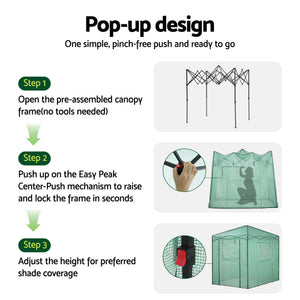 Walk-In Greenhouse 180x240x240cm | Steel Frame | PE Cover | Outdoor Shelter